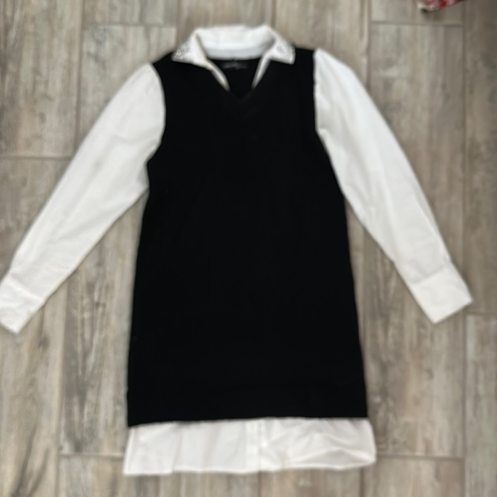 Beautiful Sweater Dress with Crystal Embellished Collar